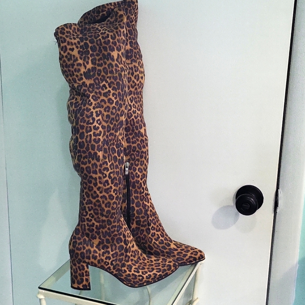 Marc fisher leopard over the knee boots size 8.5